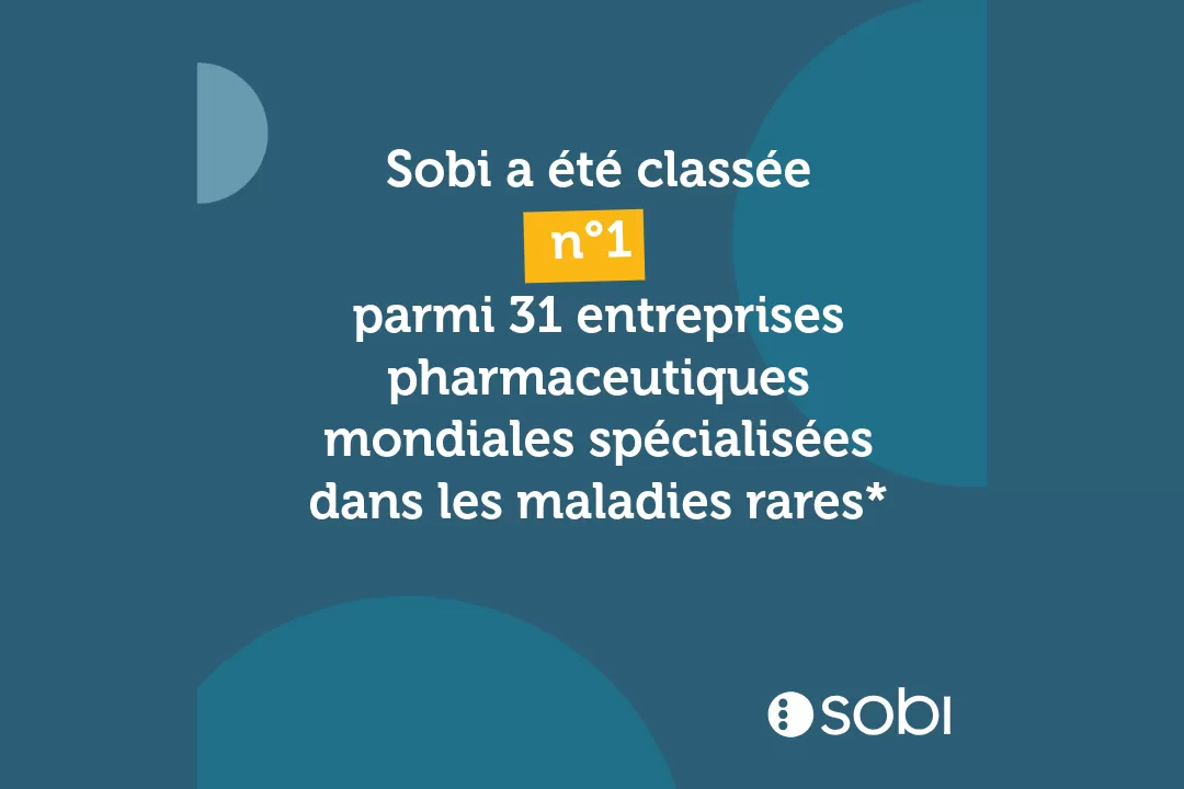 Sobi is volgens het laatste onderzoek van PatientView wereldwijd nummer 1 op het gebied van bedrijfsreputatie op het gebied van zeldzame ziekten.